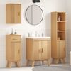 vidaXL Badezimmerm&ouml;bel-Set mit Regal 4 pcs Braun Massivholz Kiefer