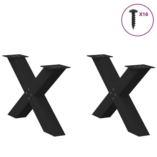 vidaXL Couchtischbeine X-Form 2 Stk. Schwarz 70x(42-43) cm Stahl