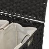 vidaXL W&auml;schekorb mit Rollen Schwarz 66x35x60 cm Rattan