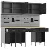 vidaXL Werkbank mit Schubladen 10 pcs Schwarz 200 x 55 x 200 cm Stahl