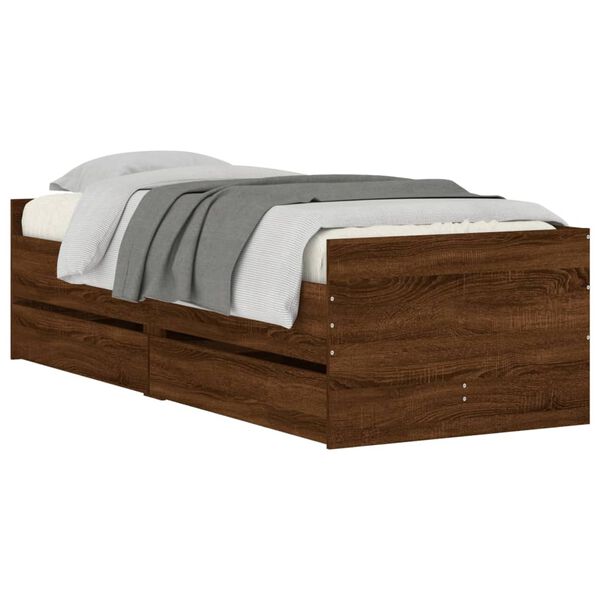 vidaXL Bett mit Schubladen Braun Eiche-Optik 75x190 cm