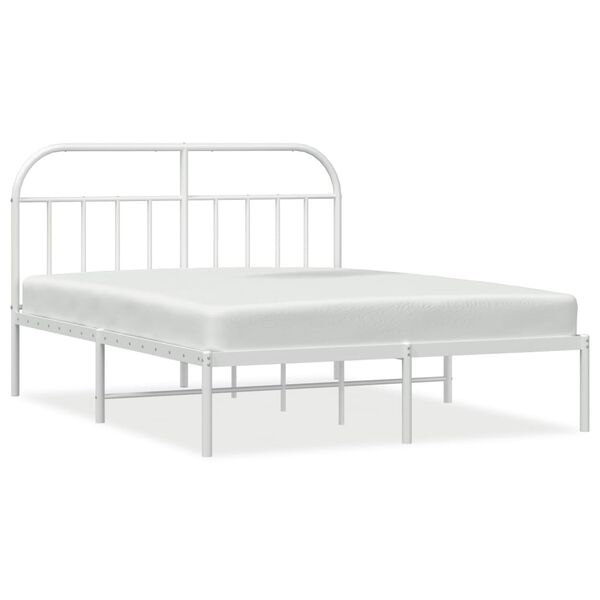 vidaXL Bettgestell mit Kopfteil Metall Wei&szlig; 160x200 cm