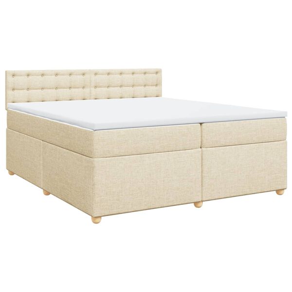 vidaXL Boxspringbett mit Matratze Creme 200x200 cm Stoff