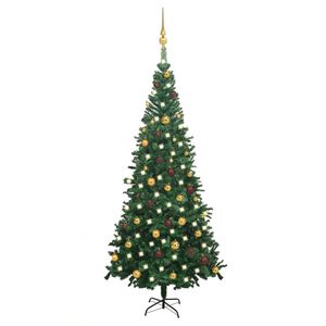 vidaXL K&uuml;nstlicher Weihnachtsbaum mit Beleuchtung Kugeln L 240 cm Gr&uuml;n