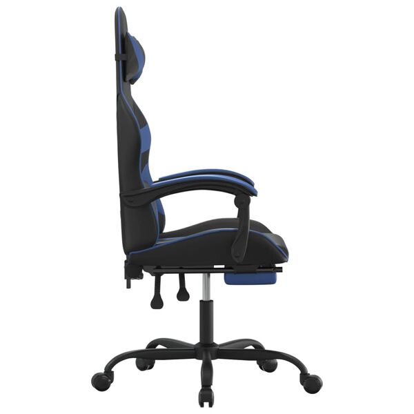vidaXL Gaming-Stuhl mit Fu&szlig;st&uuml;tze Schwarz und Blau Kunstleder