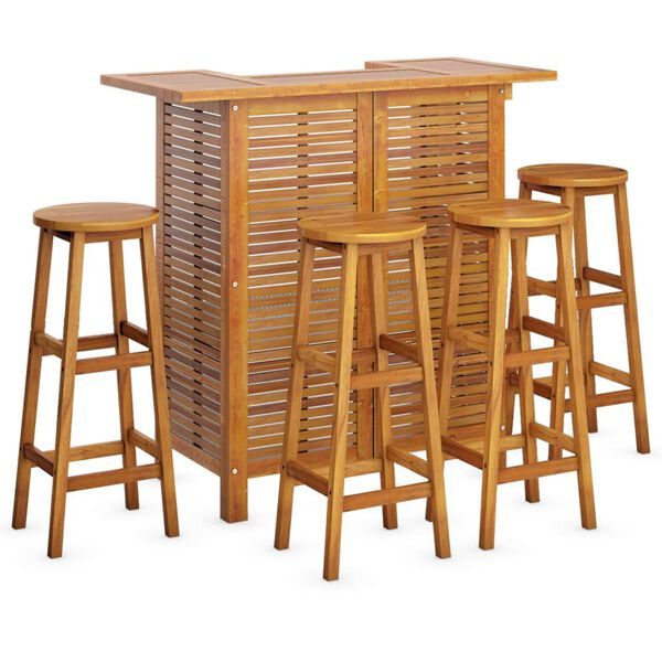 vidaXL 5-tlg. Gartenbar-Set Massivholz Akazie