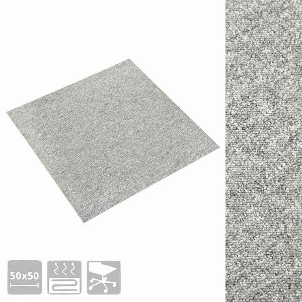 vidaXL Teppichfliesen 20 Stk. 5 m&sup2; 50x50 cm Hellgrau
