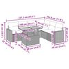 vidaXL 7-tlg. Garten-Sofagarnitur mit Kissen Schwarz Poly Rattan