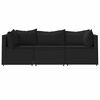 vidaXL 3-tlg. Garten-Lounge-Set mit Kissen Schwarz Poly Rattan