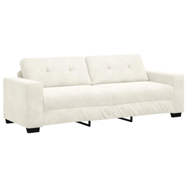 vidaXL | 3-Sitzer-Sofa | mit Kissen Creme Samt