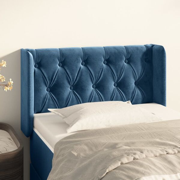 vidaXL Kopfteil mit Ohren Dunkelblau 83x16x78/88 cm Samt