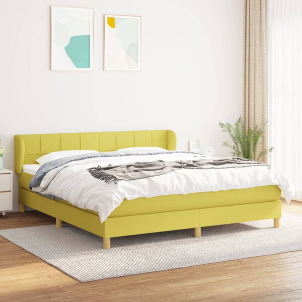 vidaXL Boxspringbett mit Matratze Gr&uuml;n 180x200 cm Stoff