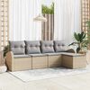 vidaXL Sofa Set mit Kissen 5 pcs Beige und Hellgrau Poly-Rattan