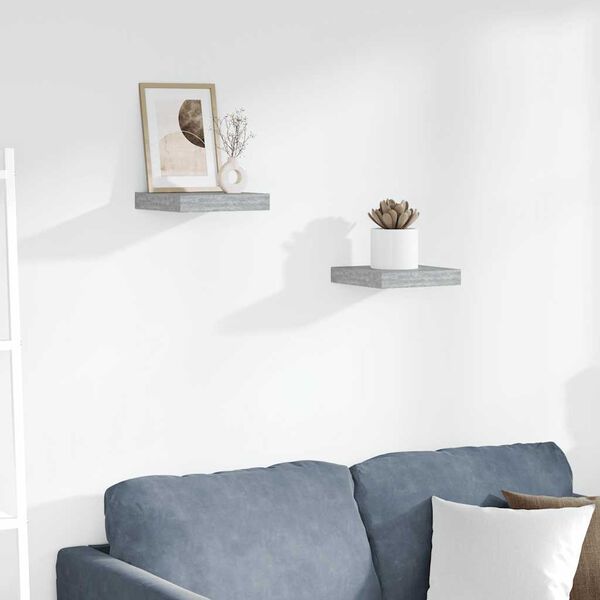 vidaXL Schweberegale 2 Stk. Betongrau 23x23,5x3,8 cm MDF