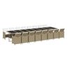 vidaXL 17-tlg. Garten-Essgruppe mit Kissen Beige Poly Rattan