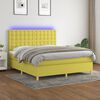 vidaXL Boxspringbett mit Matratze & LED Gr&uuml;n 180x200 cm Stoff