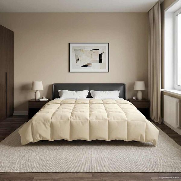 vidaXL Ganzjahresbettdecke Gepolstert Creme 220 x 240 cm Mikrofaser