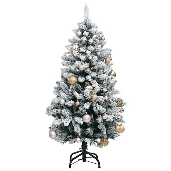 vidaXL Künstlicher Weihnachtsbaum Klappbar 150 LEDs & Kugeln 120 cm
