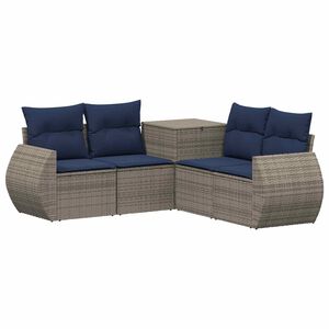 vidaXL Sofa Set 5 stk. Grau und Marineblau 188 x 188 x 85 cm