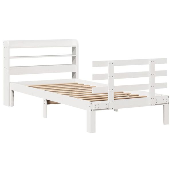 vidaXL Bettgestell mit Kopfteil ohne Matratze Wei&szlig; 75x190 cm
