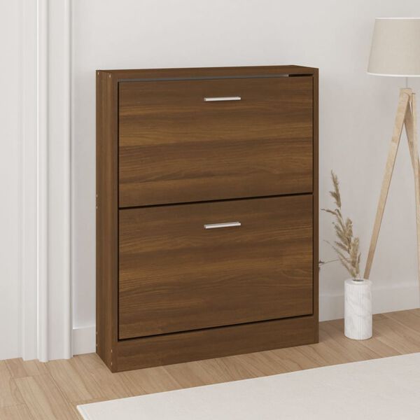 vidaXL Schuhschrank Braun Eichen-Optik 59x17x81 cm Holzwerkstoff