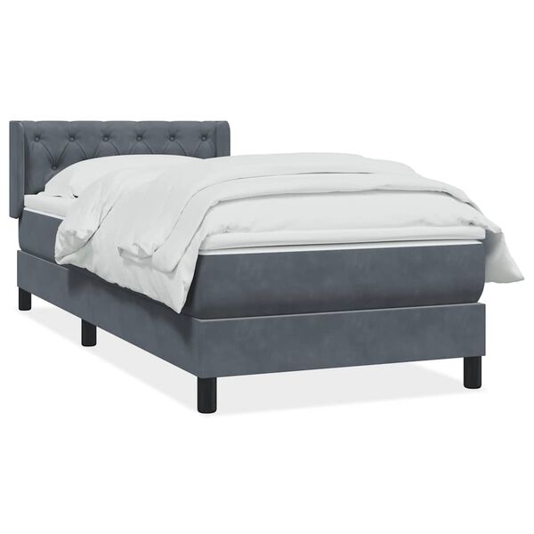 vidaXL Boxspringbett mit Matratze Dunkelgrau 80x210 cm Samt