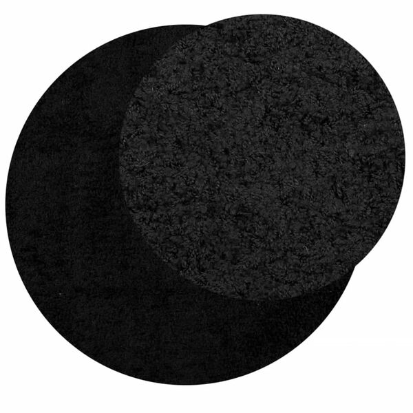 vidaXL Shaggy-Teppich PAMPLONA Hochflor Modern Schwarz &Oslash; 120 cm