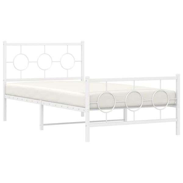 vidaXL Bettgestell mit Kopf- und Fu&szlig;teil Metall Wei&szlig; 100x190 cm