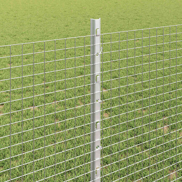 vidaXL Zaun mit Pfosten Silber 0,8 x 10 m Stahl