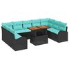 vidaXL Garten-Sofa-Set 10 Stk. Schwarz Poly Rattan