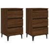 vidaXL Nachttische 2 Stk. Metallbeinen Braun Eichen-Optik 40x35x69 cm