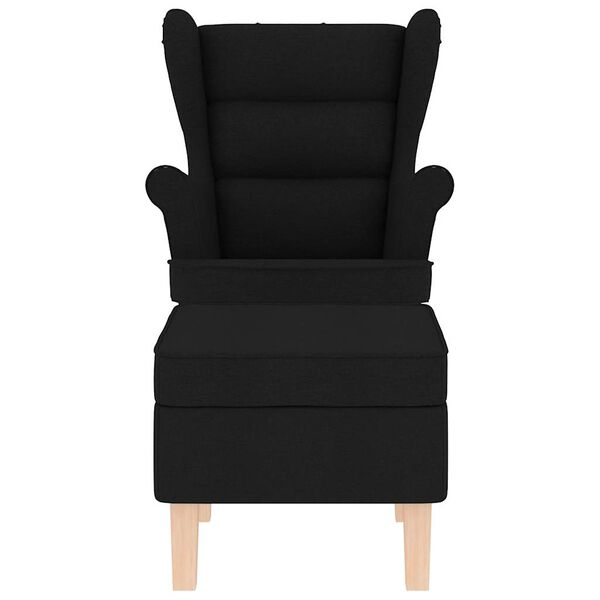 vidaXL Schaukelstuhl mit Fu&szlig;hocker Schwarz Stoff
