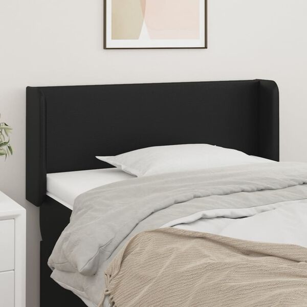 vidaXL Kopfteil mit Ohren Schwarz 103x16x78/88 cm Kunstleder