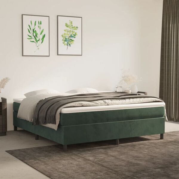 vidaXL Boxspringbettgestell Dunkelgr&uuml;n 160x200 cm Samt