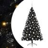 vidaXL K&uuml;nstlicher vorbeleuchteter Weihnachtsbaum Schwarz 180 cm PVC