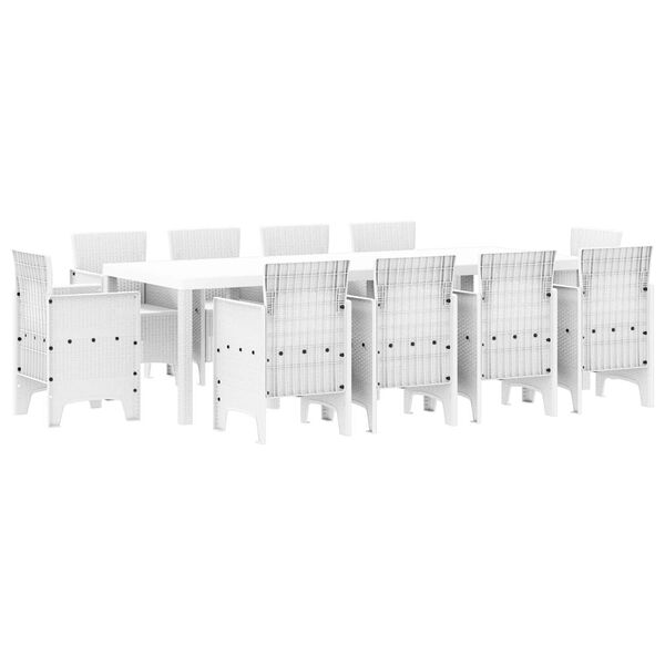 vidaXL Garten Essgruppe 11 pcs Wei&szlig; Polypropylen