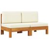 vidaXL Mittelsofas 2 Stk. mit Cremewei&szlig;en Kissen Massivholz Akazie