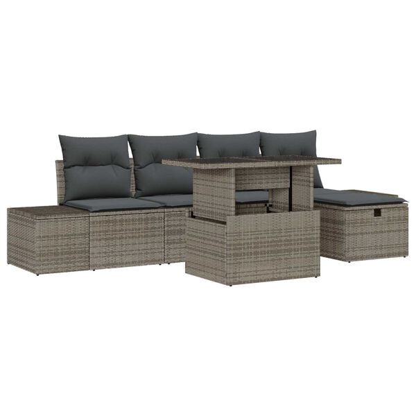 vidaXL Garten-Sofa-Set 6 pcs Grau Poly Rattan
