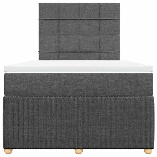 vidaXL Boxspringbett mit Matratze Dunkelgrau 120x200 cm Stoff