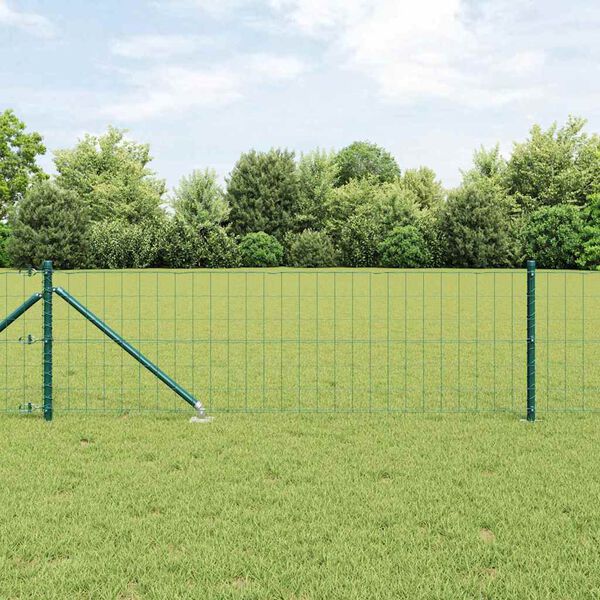 vidaXL Zaun mit Pfosten Gr&uuml;n 0,4 x 50 m Stahl und PVC