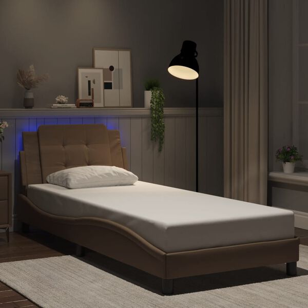vidaXL Bettgestell mit LED ohne Matratze "Zadar" Cappuccino-Braun 80x200 cm