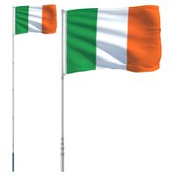 vidaXL Flagge Irlands mit Mast 5,55 m Aluminium