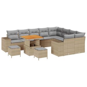 vidaXL Garten-Sofa-Set 12 pcs Beige Poly-Rattan