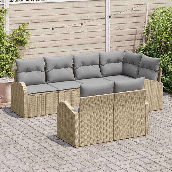 vidaXL Gartensofa-set Beige Poly-Rattan