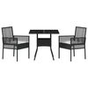 vidaXL Garten Essgruppe 3 pcs Schwarz Poly-Rattan