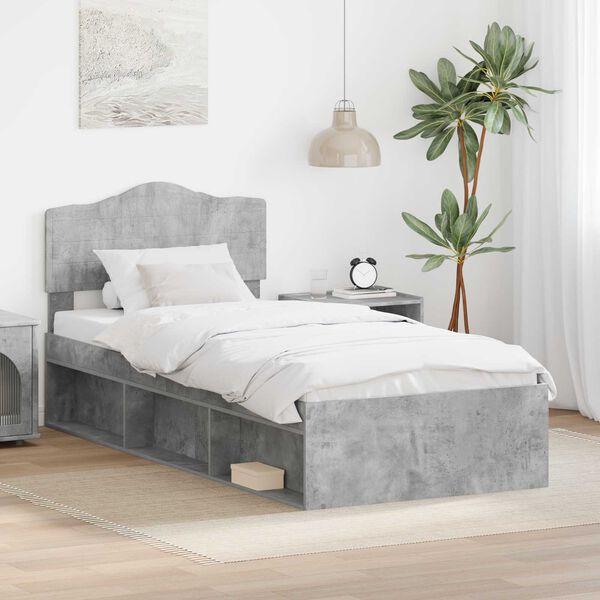 vidaXL Bettrahmen Beton Grau 100 x 200 cm Massives Kiefernholz