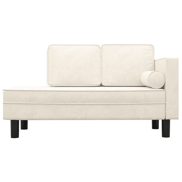 vidaXL Chaiselongue mit Kissen und Nackenrolle Creme Samt