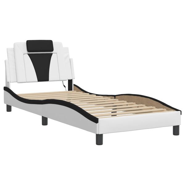 vidaXL Bettgestell "Viana" mit LED ohne Matratze Wei&szlig; und Schwarz 90x190 cm