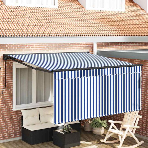 vidaXL Einziehbare Markise Blau und Wei&szlig; 300 x 250 cm