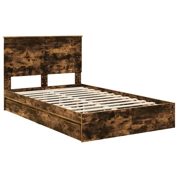 vidaXL Aufbewahrungsbett Ger&auml;ucherte Eiche 120 x 200 cm Holzwerkstoff